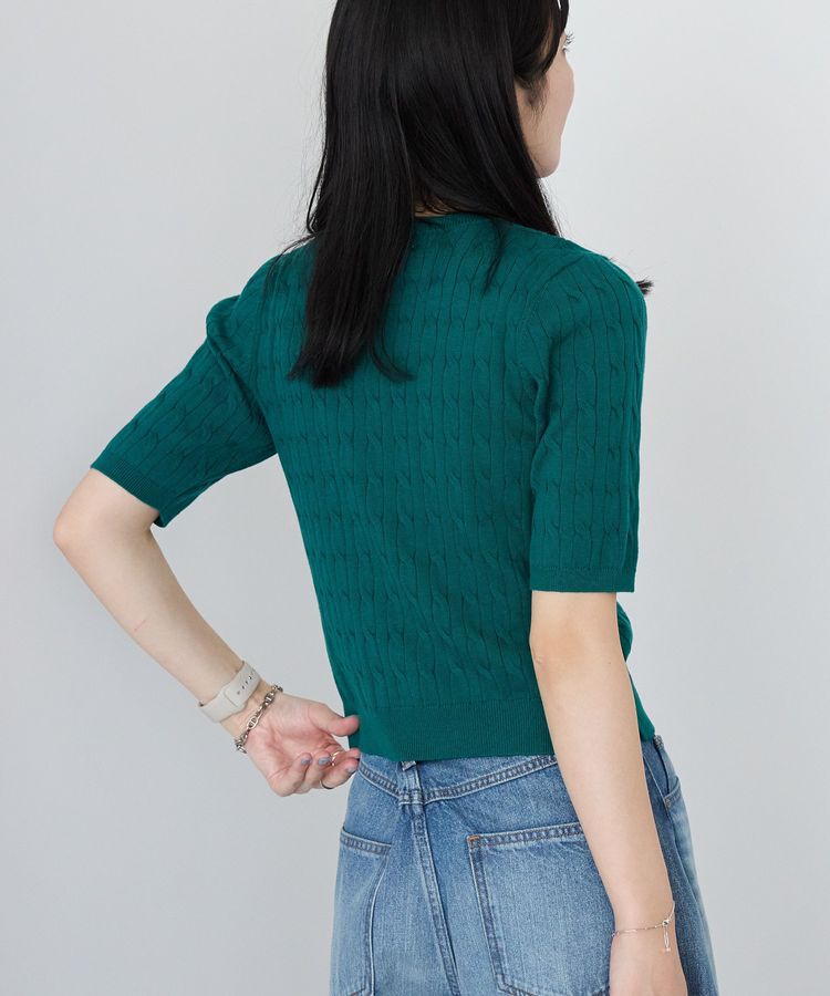 AMERICAN HOLIC「ケーブル5分袖ニットプルオーバー」|ニット・セーター|