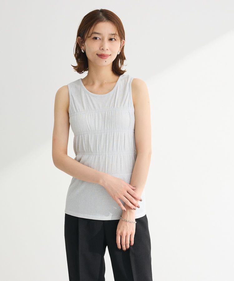 Green Parks「・Petit Fleur シャーリングラメタンクトップ」|キャミソール|