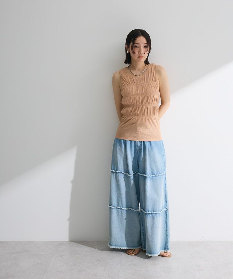 Green Parks「・Petit Fleur シャーリングラメタンクトップ」|キャミソール|