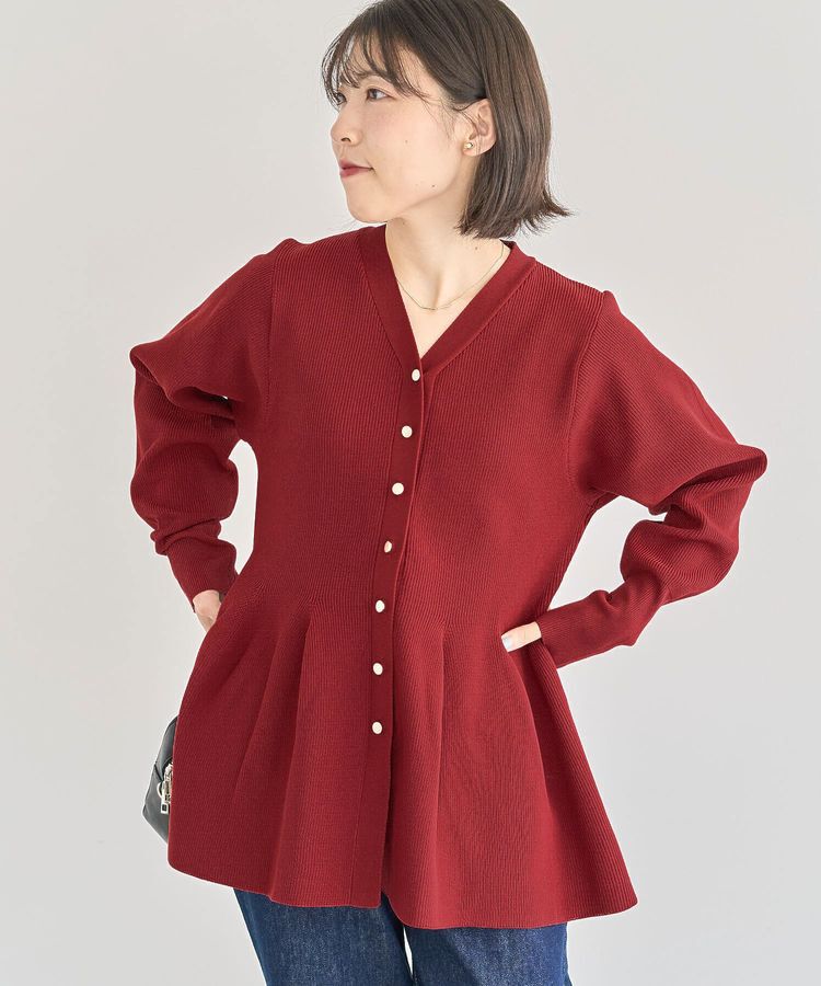 Green Parks「金釦ペプラムニットカーディガン」|カーディガン|