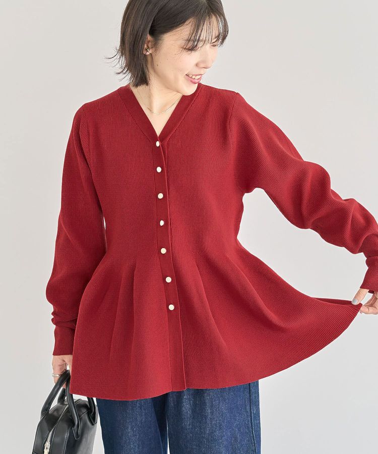 Green Parks「金釦ペプラムニットカーディガン」|カーディガン|