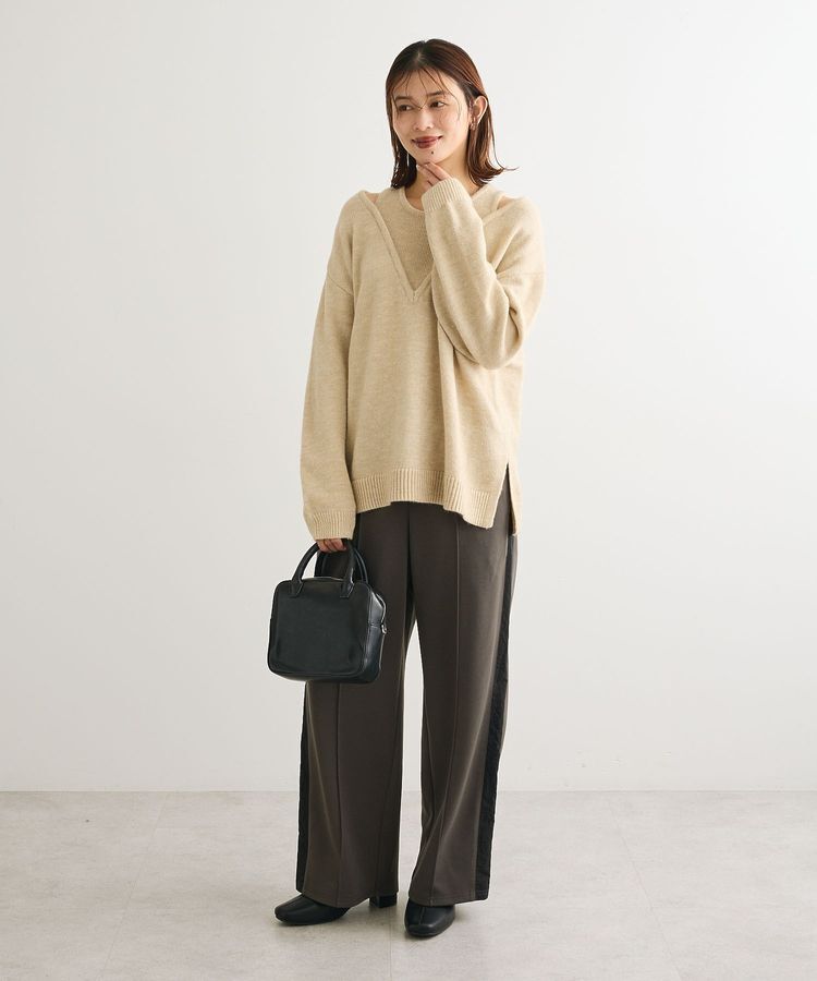 Green Parks「フェイクレイヤードVネックニットプルオーバー」|ニット・セーター|