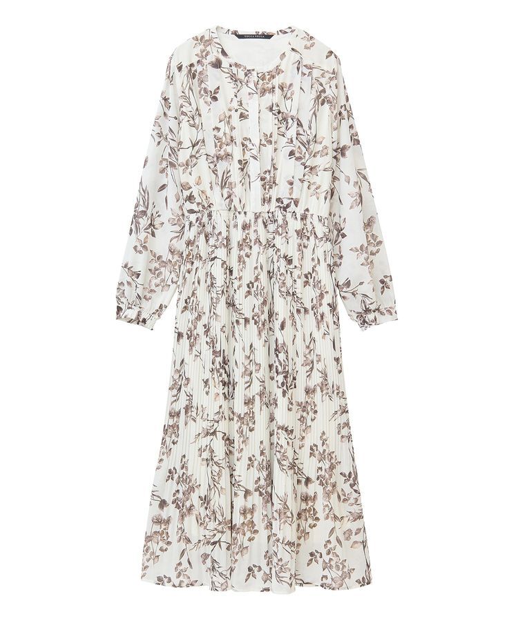 YECCA VECCA「ヴィンテージフラワー柄プリーツワンピース」|ワンピース|