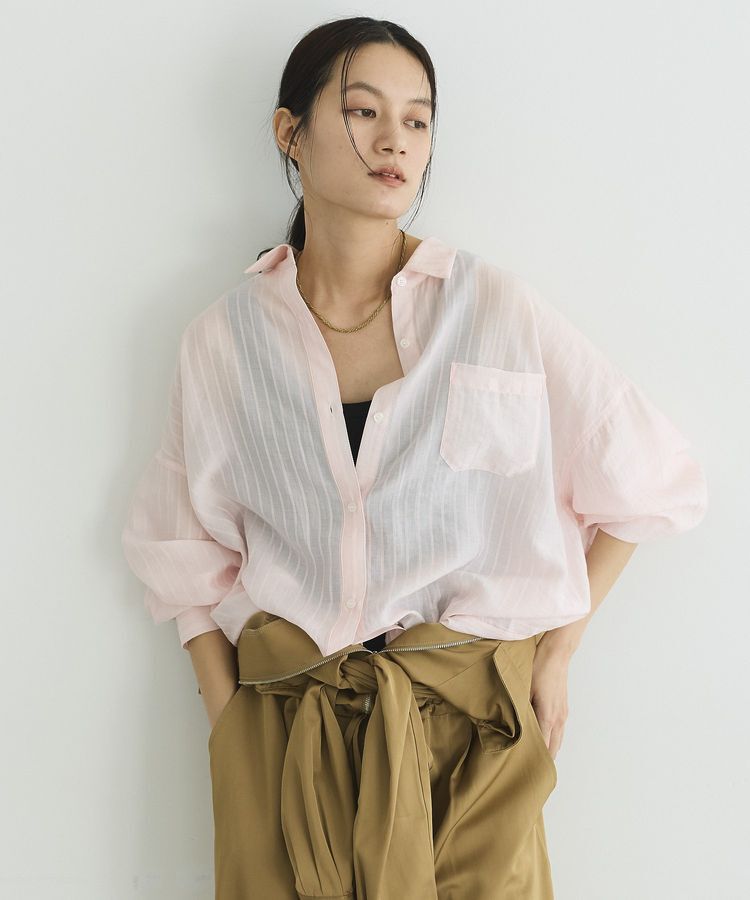 GARAGE OF GOOD CLOTHING「2WAYシアーストライプシャツ」|シャツ・ブラウス|Light Pink
