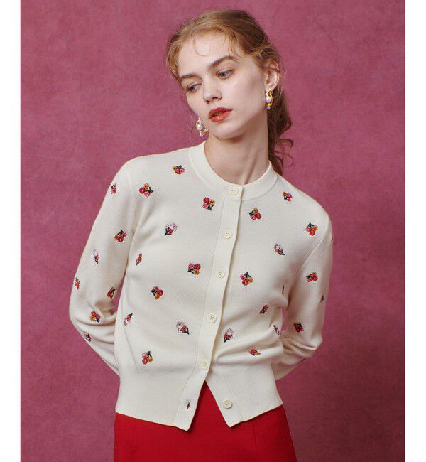 LOULOU WILLOUGHBY「【LOULOU WILLOUGHBY】フラワーシシュウカーディガン」|カーディガン|