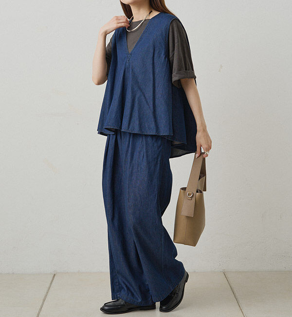  「【SET ITEM】デニムフレアブラウス+イージーパンツセット」|その他|