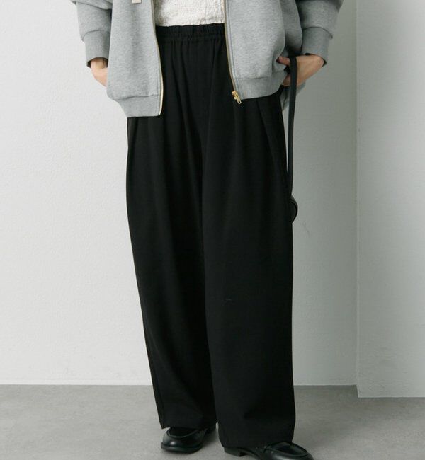 「ウール混ウエストゴムツータックパンツ」|その他|ブラック
