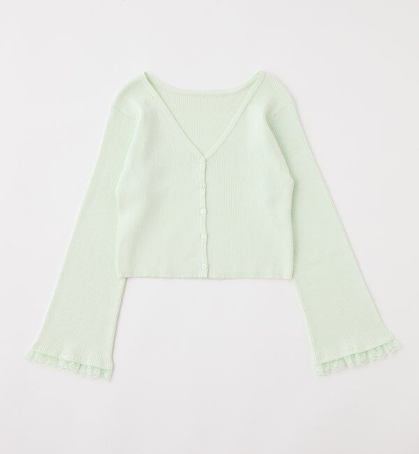  「袖レースカーディガン」|ニット・セーター|ミント