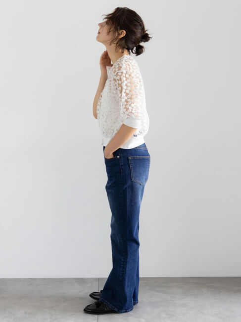 Te chichi「エンブロイダリー半袖クルーカーディガン」|カーディガン|