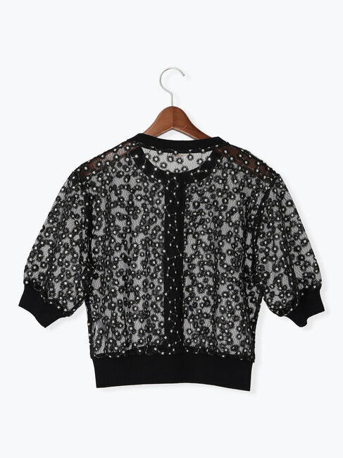 Te chichi「エンブロイダリー半袖クルーカーディガン」|カーディガン|