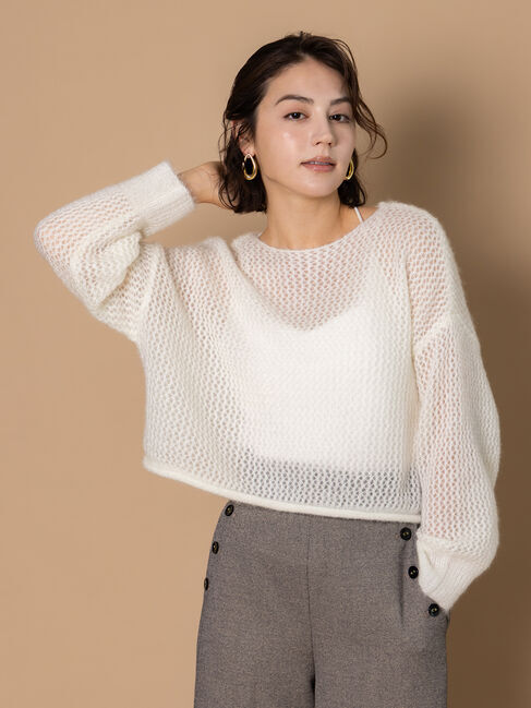 Te chichi「キャットヤーンメッシュニット」|ニット・セーター|オフホワイト