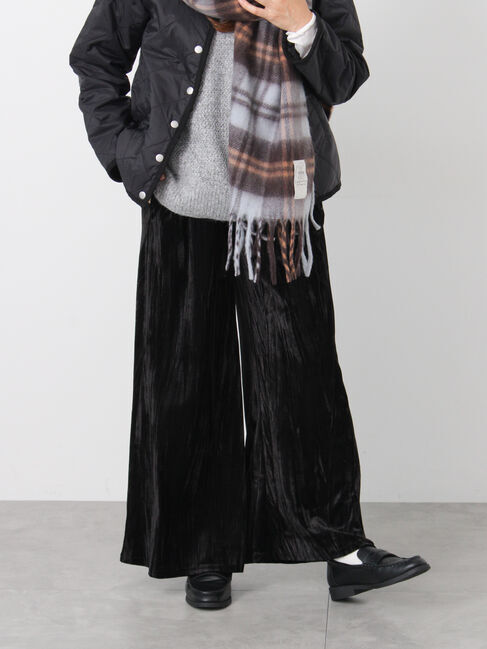 Lugnoncure「クラッシュベロアイージーパンツ」|その他|ブラック