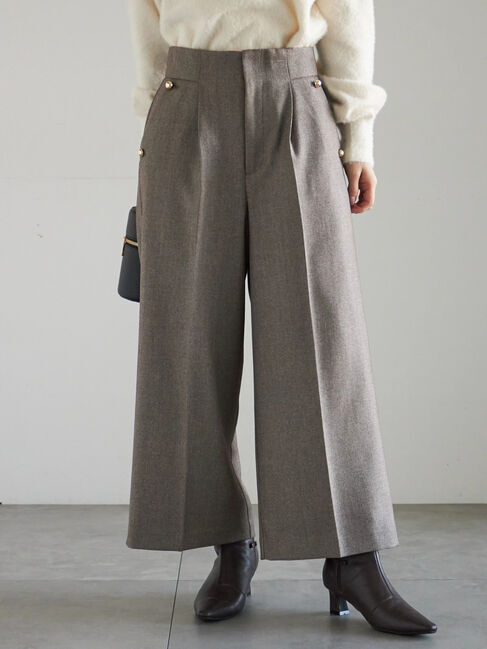 Te chichi「ツイーディーワイドクロップトパンツ」|その他|ブラウン