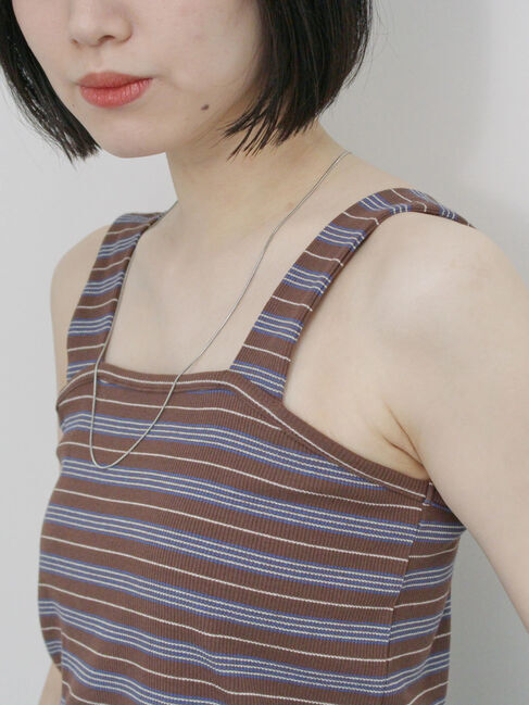 Samansa Mos2 blue「マルチボーダータンク」|Tシャツ・カットソー|