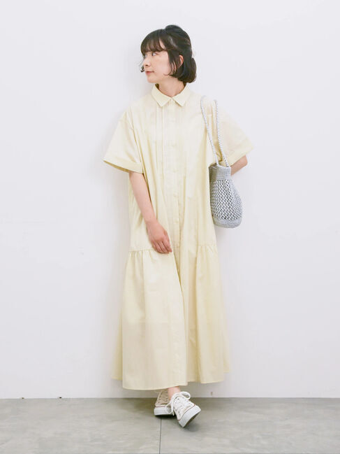 Samansa Mos2 blue「◎サイドギャザーシャツワンピース」|ワンピース|