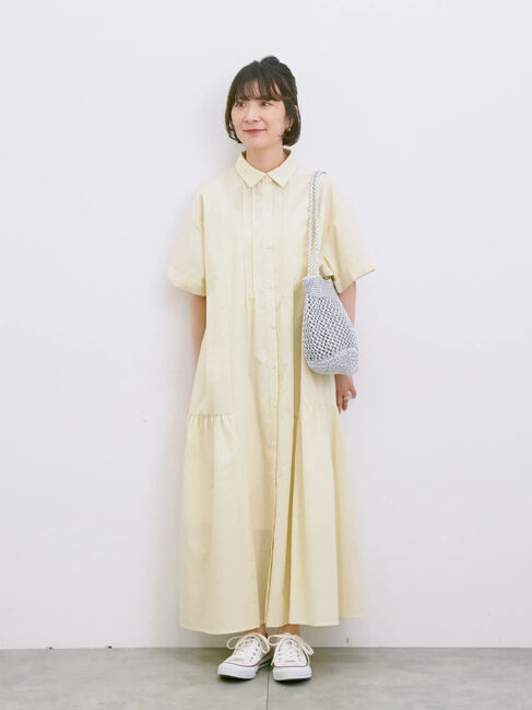 Samansa Mos2 blue「◎サイドギャザーシャツワンピース」|ワンピース|