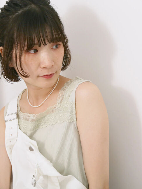 Samansa Mos2 blue「前後2way幅広レースタンク」|Tシャツ・カットソー|