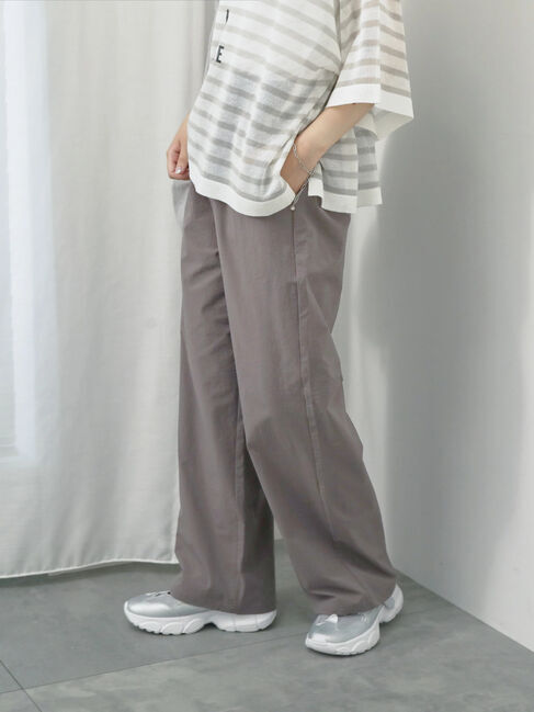 Samansa Mos2 blue「ハイウエストワイドイージーパンツ」|その他|グレー