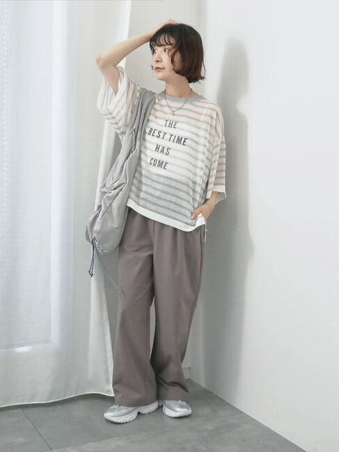 Samansa Mos2 blue「ハイウエストワイドイージーパンツ」|その他|