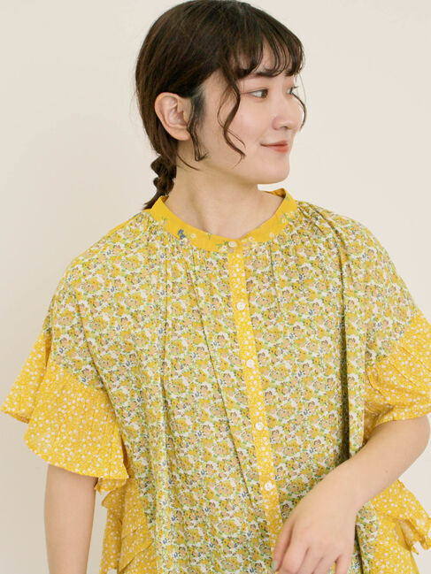 Samansa Mos2「インド柄アソート袖フリルブラウス」|シャツ・ブラウス|