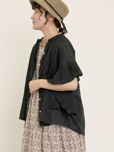 Samansa Mos2「インド柄アソート袖フリルブラウス」|シャツ・ブラウス|