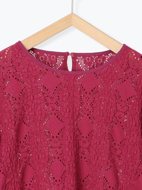 Samansa Mos2 blue「花ジャガード7分袖プルオーバー」|Tシャツ・カットソー|