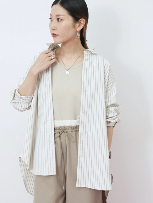 Samansa Mos2 blue「【イージーケア】マルチスタイルシャツ」|シャツ・ブラウス|キナリ