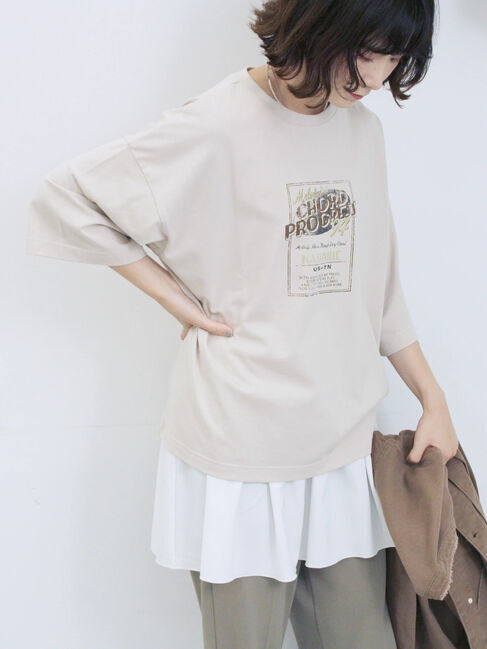 Samansa Mos2 blue「ヴィンテージ風プリントTシャツ」|Tシャツ・カットソー|