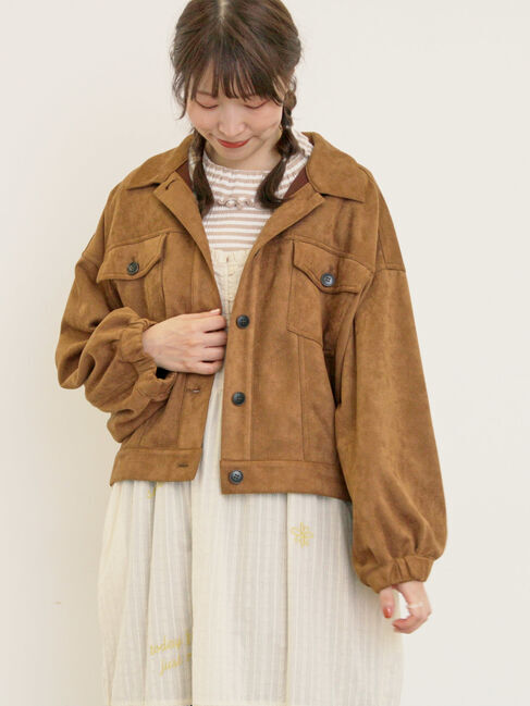 Samansa Mos2「デニム/スエードアソートジャケット」|その他|キャメル