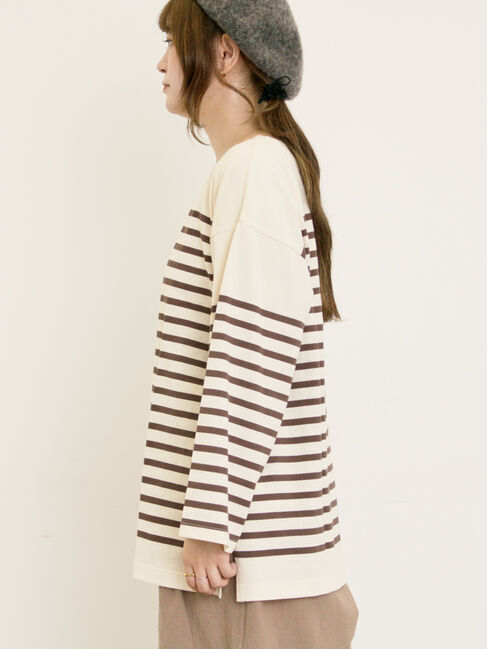 Samansa Mos2「パネルボーダーロングスリーブカットソー」|Tシャツ・カットソー|