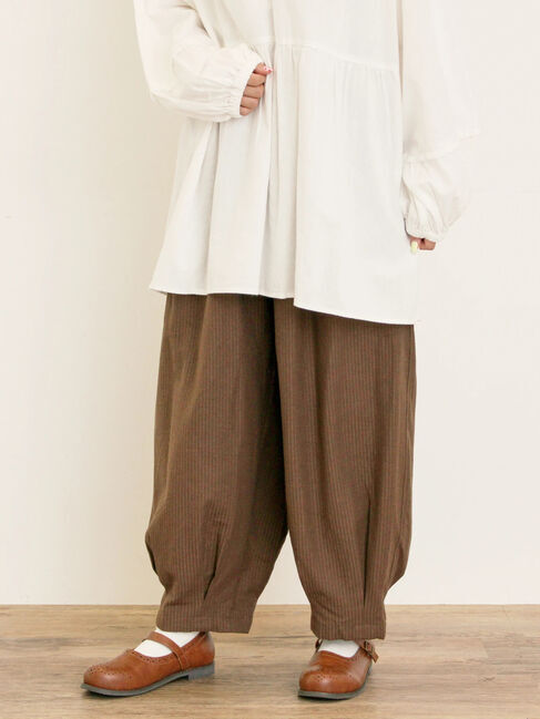 Samansa Mos2「ストライプツイル裾タックパンツ」|その他|