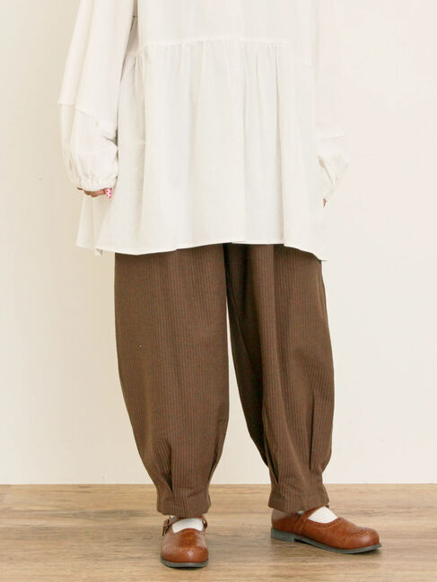 Samansa Mos2「ストライプツイル裾タックパンツ」|その他|