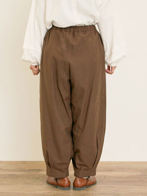 Samansa Mos2「ストライプツイル裾タックパンツ」|その他|