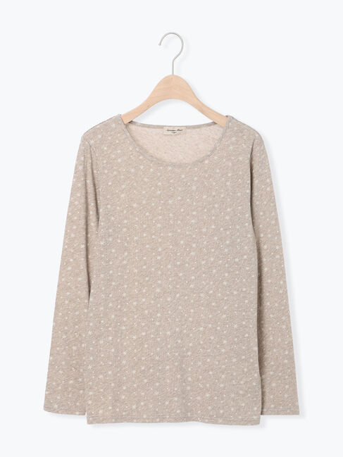 Samansa Mos2「【吸湿発熱】ベア天雪柄クルーネックインナー」|Tシャツ・カットソー|ベージュ