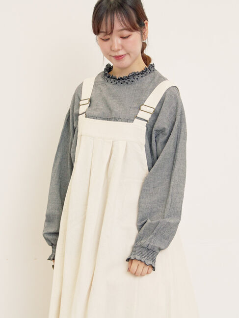 Samansa Mos2「レースシャーリング2WAYブラウス」|シャツ・ブラウス|チャコールグレー