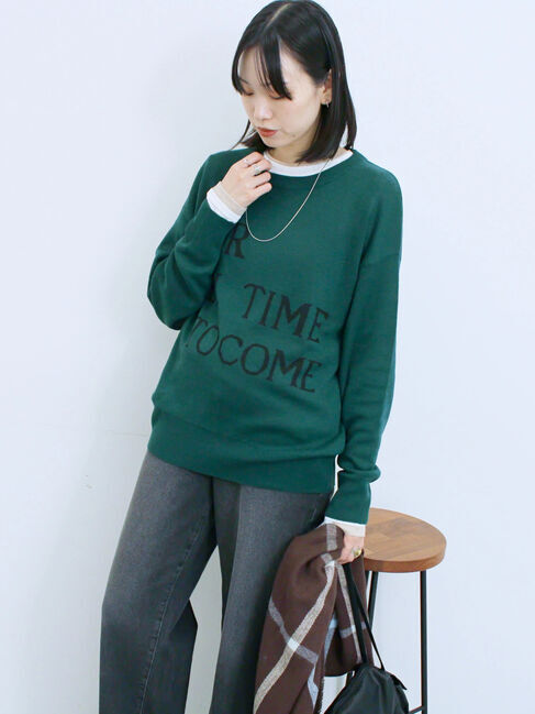 Samansa Mos2 blue「アソートロゴジャガードニットプルオーバー」|ニット・セーター|