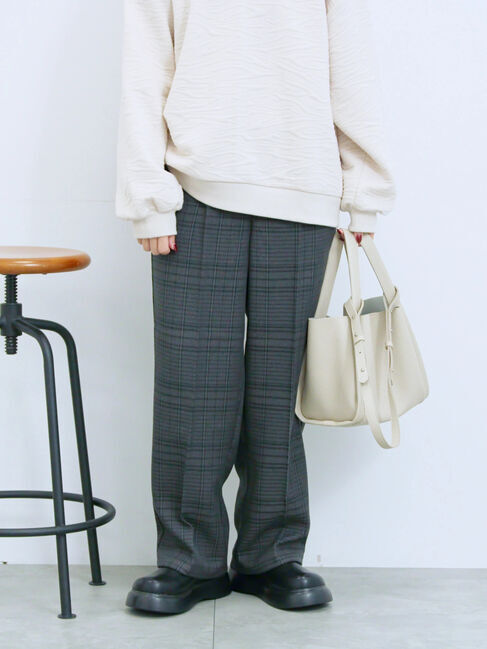 Samansa Mos2 blue「カチオン染めチェックパンツ」|その他|