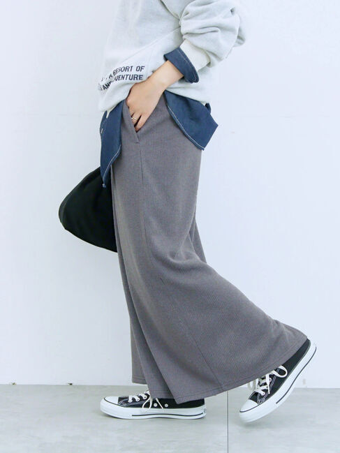 Samansa Mos2 blue「カットリブナロースカート」|スカート|