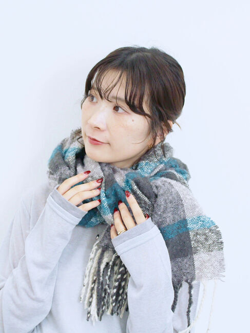 Samansa Mos2 blue「ブークレチェックマフラー」|その他|