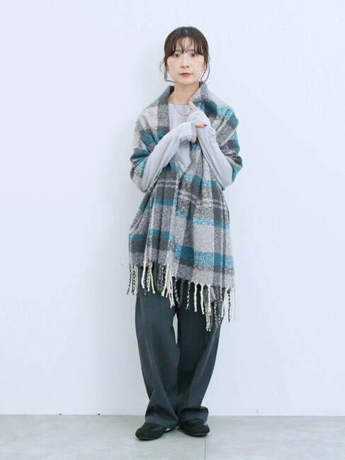 Samansa Mos2 blue「ブークレチェックマフラー」|その他|