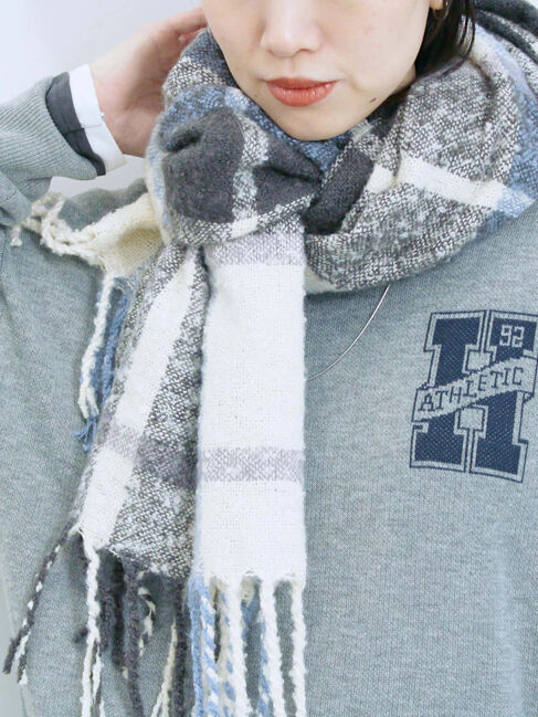 Samansa Mos2 blue「ブークレチェックマフラー」|その他|