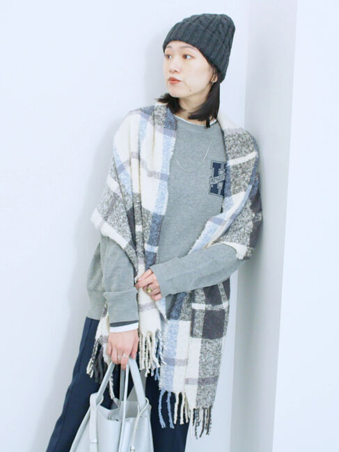 Samansa Mos2 blue「ブークレチェックマフラー」|その他|