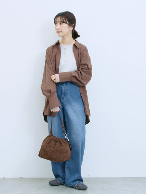 Samansa Mos2 blue「◎マットサテンタックシャツ」|シャツ・ブラウス|