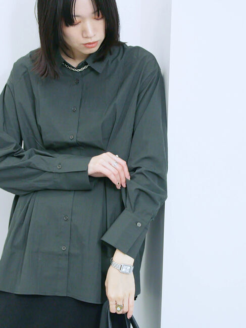 Samansa Mos2 blue「◎マットサテンタックシャツ」|シャツ・ブラウス|