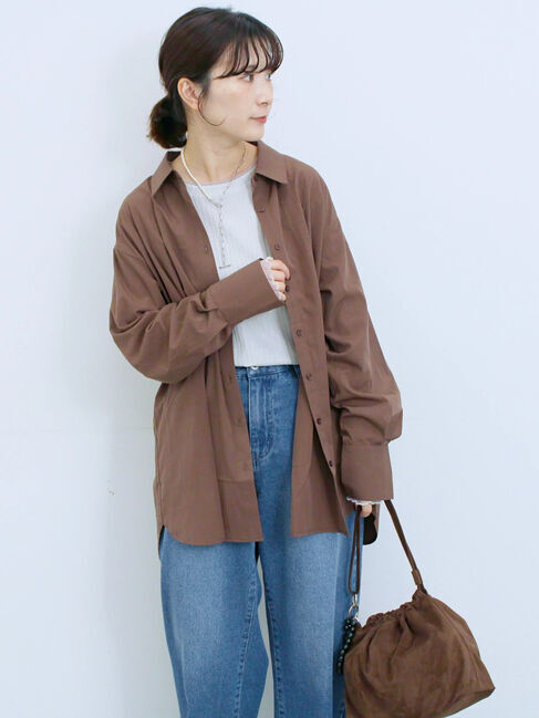 Samansa Mos2 blue「◎マットサテンタックシャツ」|シャツ・ブラウス|