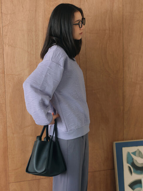 Samansa Mos2 blue「ジャガードダンボールプルオーバー」|Tシャツ・カットソー|