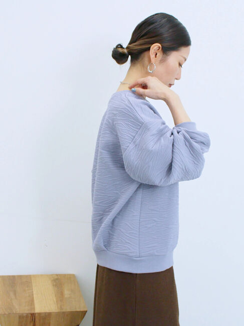 Samansa Mos2 blue「ジャガードダンボールプルオーバー」|Tシャツ・カットソー|