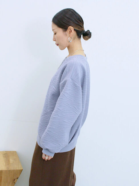 Samansa Mos2 blue「ジャガードダンボールプルオーバー」|Tシャツ・カットソー|