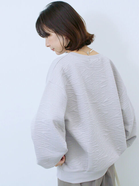 Samansa Mos2 blue「ジャガードダンボールプルオーバー」|Tシャツ・カットソー|