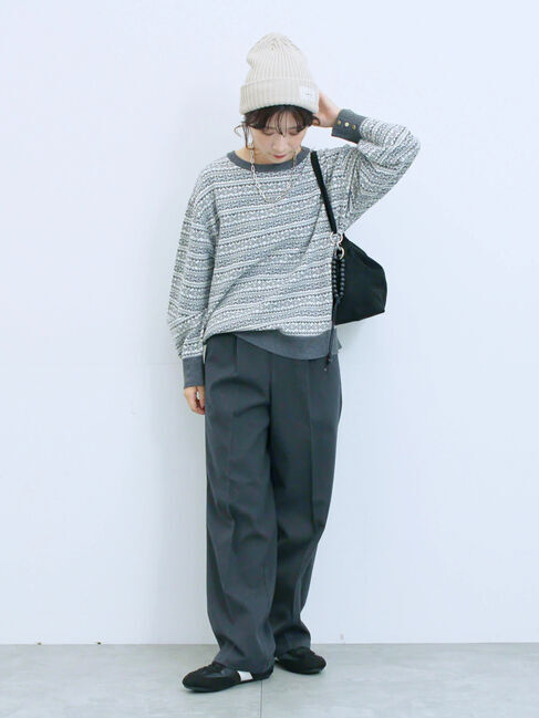 Samansa Mos2 blue「もちもちジャガードニットプルオーバー」|ニット・セーター|